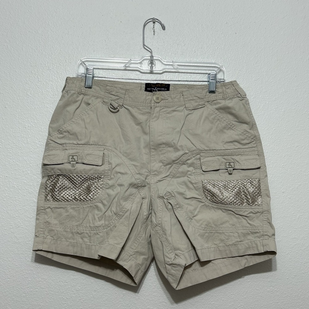 Hook And Tackle Outfitters Cargo‎ Performance Fishing Beige Shorts Men's Size 34